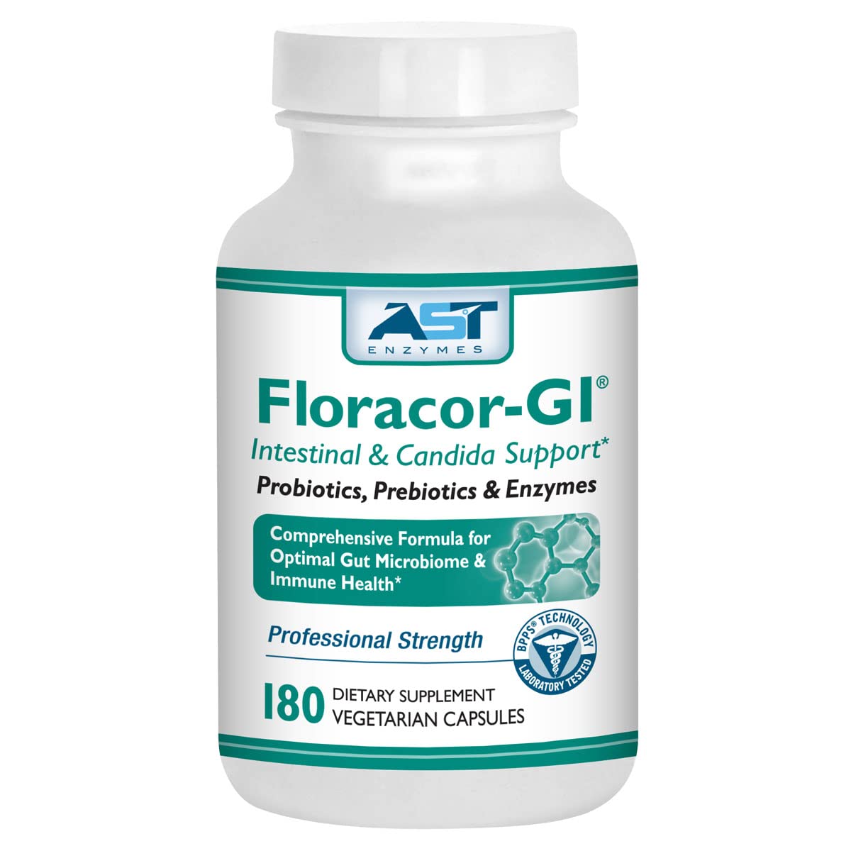 Floracor  Probiotics & Enzymes to Support Intestinal & Gut Heath 180 Vegetarian Capsules