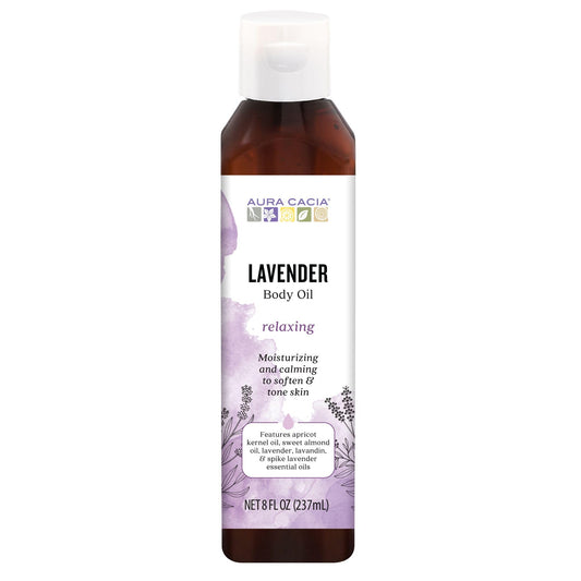 Aura Cacia Body Oil, Relaxing Lavender, 8 Fluid Ounce (Pack of 2)