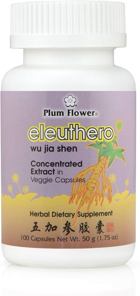 Eleuthero Root Capsules, Concentrated Extract - Wu Jia Shen, Siberian Ginseng, 100 Veggie Caps