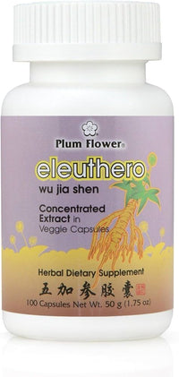 Eleuthero Root Capsules, Concentrated Extract - Wu Jia Shen, Siberian Ginseng, 100 Veggie Caps