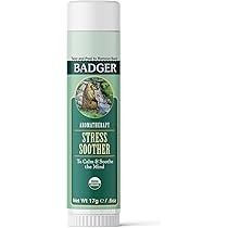 Badger - Stress Soother Balm, Aromatherapy Balm Stick, Certified Organic, Aromatherapy Oil, Essential Oil Roller, 0.6 oz