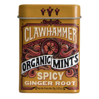 Clawhammer Organic Mints Spicy Ginger Root | Cane Sugar, Natural Flavors, No Artificial Colors or Sweeteners | Kosher, Vegan, Gluten Free | Aspartame & Xylitol Free | 30 Count Tin (Pack of 12)