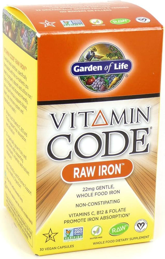 Garden of Life Vitamin Code Raw Iron, 30 Capsules (2 Pack)