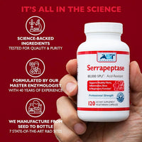 AST Enzymes Serrapeptase 80,000 SPU  120 Vegetarian Capsules - Premium Natural Systemic Enzymes  Acid-Resistant Serrapeptase