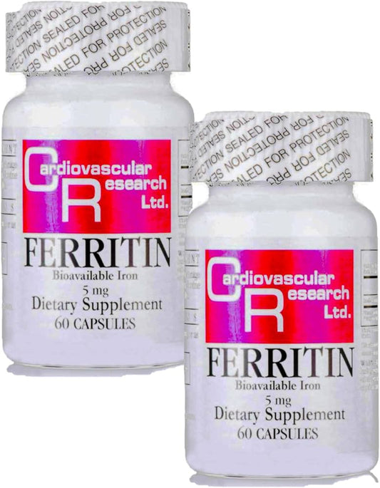 Cardiovascular Research Ferritin Iron Supplement for Women and Men 5 mg 120 Capsules - 2 Pack Saver