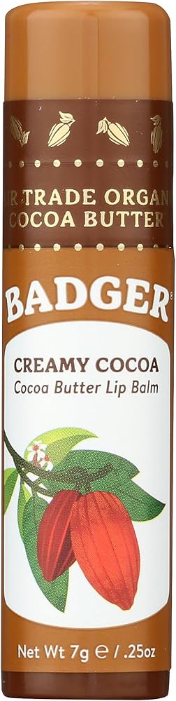 Badger, Creamy Cocoa Lip Balm Stick, 0.25 Ounce