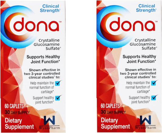 WynnPharm Dona Crystalline Glucosamine Sulfate, 750 Mg, Joint Supplement Pills for Knee Comfort & Joint Health Support, 750 Mg, 60 Count (2 Pack).
