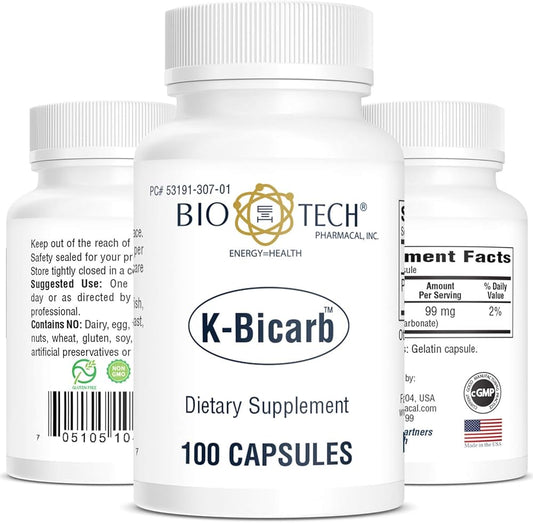 Bio-Tech Pharmacal Potassium Dietary Supplement (K-Bicarb, 100 Count)