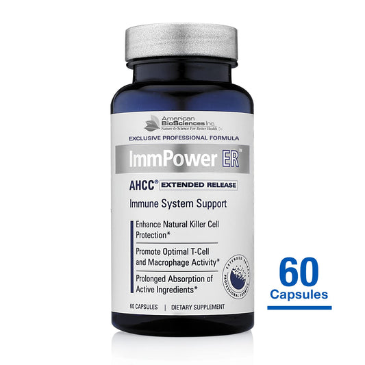 American BioSciences ImmPower ER AHCC (Extended Release) Immune Support Mushroom Supplement, 60 Capsules, 500 milligrams per Capsule