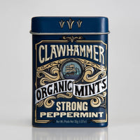 Clawhammer Organic Mints | USDA Certified Organic, Gluten Free, Non-GMO, Kosher | Strong Peppermint, 30 Count Tin