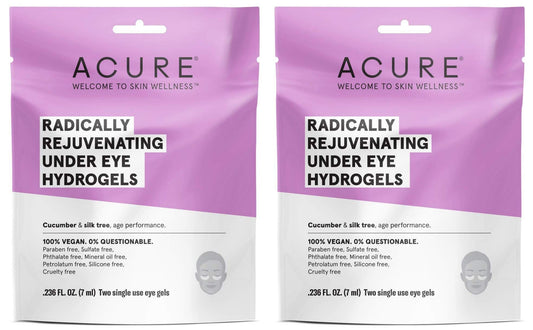 Acure Organics Radically Rejuvenating Under Eye Hydrogel Mask (Pack of 2) with Cucumber and Silk Tree, for Age Performance.236 fl. oz.