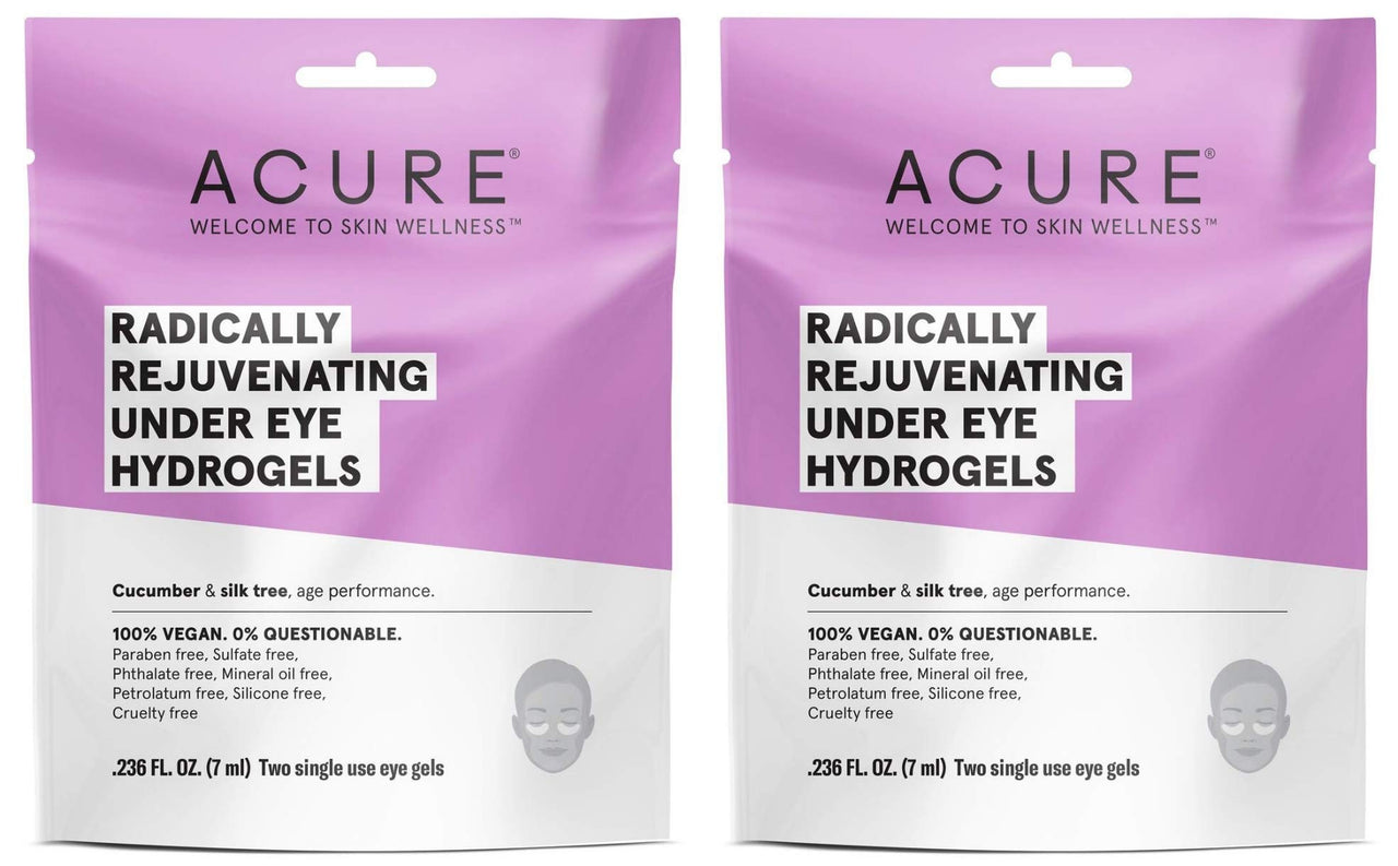 Acure Organics Radically Rejuvenating Under Eye Hydrogel Mask (Pack of 2) with Cucumber and Silk Tree, for Age Performance.236 fl. oz.