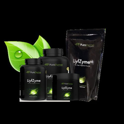 LiyfZyme Plant Based Digestive Enzyme Supplement - 180 Veggie Caps. PuraDyme By Lou Cornoa.