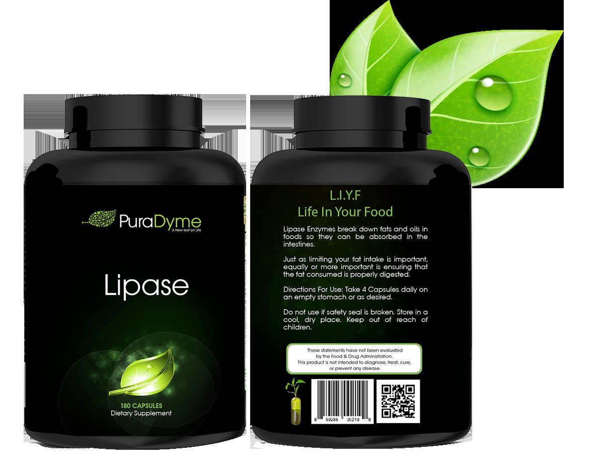 PuraDyme Lipase Enzyme 180 Capsules Digestive Enzyme (1)