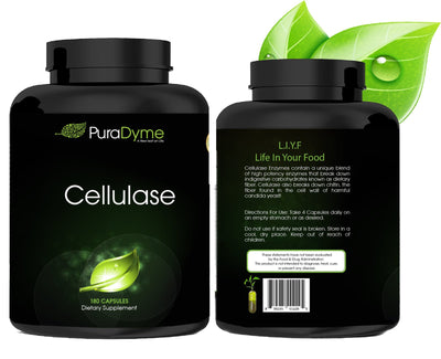 PuraDyme - Cellulase Enzyme Supplement, Supports Digestive Health, 180 Capsules