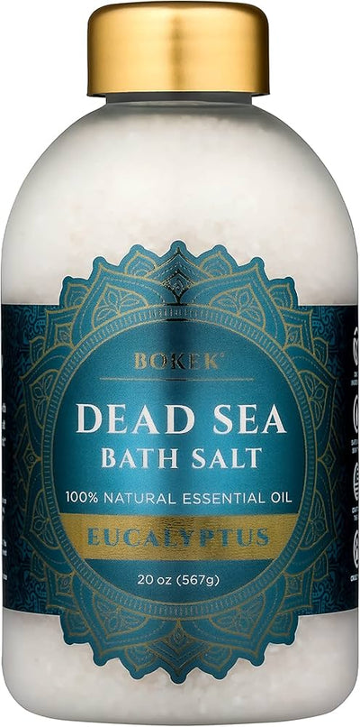Bokek Bokek Organic Eucalyptus Bath Salt, Dead Sea Salt Scented With Certified Organic Essential Oil, 20 Ounce Jar, White, Eucalyptus, 20 ounces