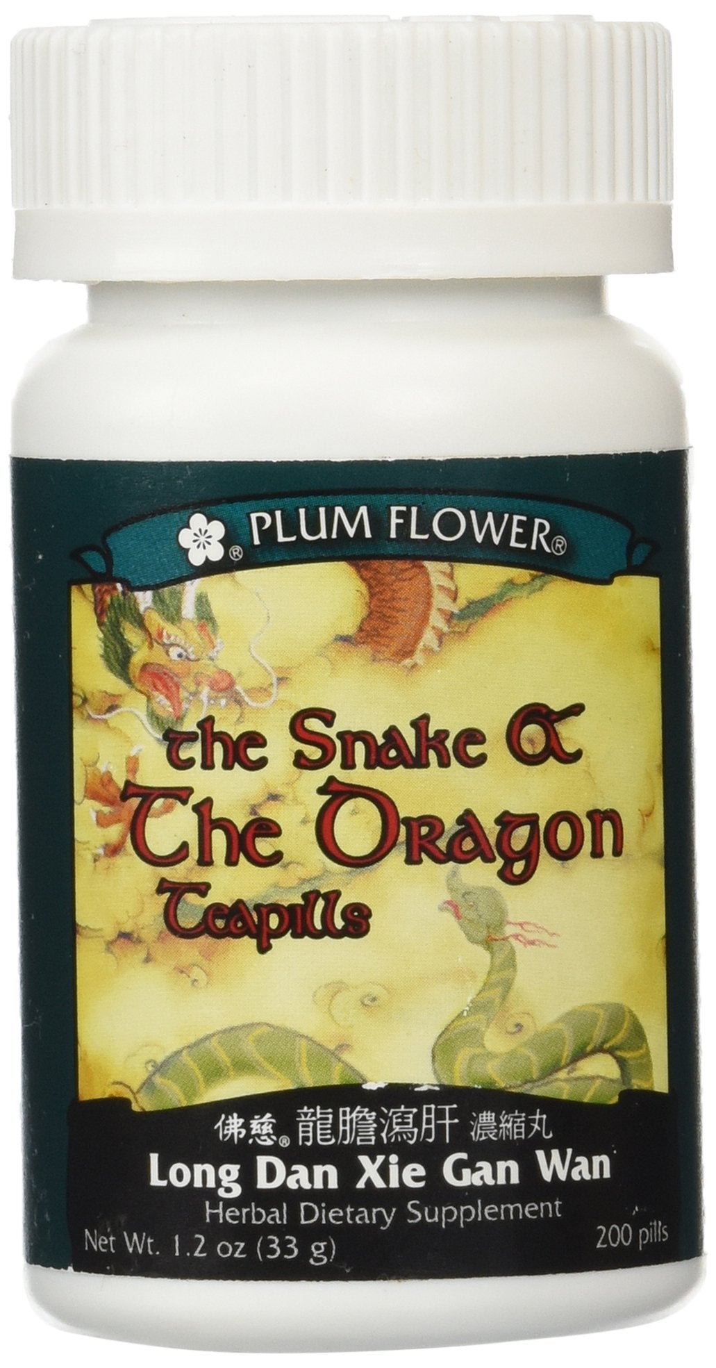 Plum Flower Chinese Tea The Snake & The Dragon Teapills, 200 CT