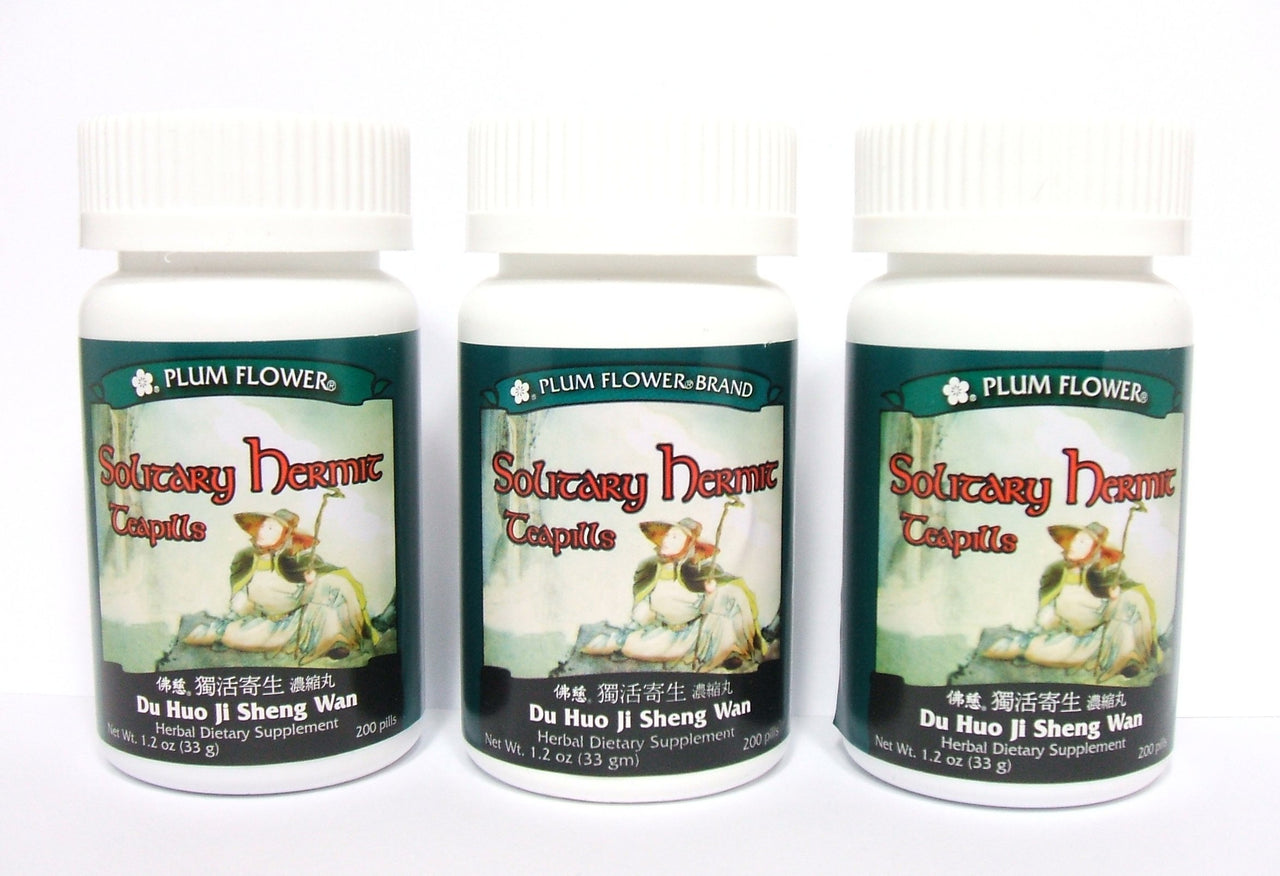3 Pack of Solitary Hermit Teapills, Du Huo Ji Sheng Wan, 3 x 200 Pills