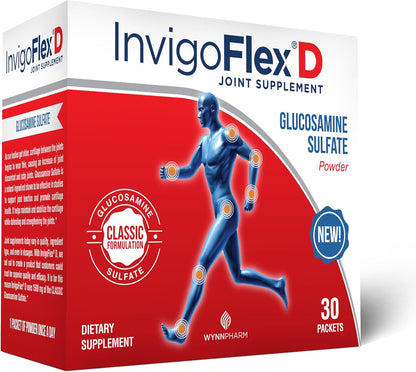 INVIGOFLEX 1500mg of Glucosamine Sulfate Powder (Classic Formulation) - Premium Joint Supplement for Knees, Hands, Back, and Hip Support D: Glucosamine Sulfate, Packets - 90 Packets