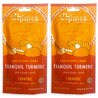 Chimes Tranquil Turmeric Adaptogen Ginger Chews Candy - (2 Pack With Ashwagandha, Reishi and Turmeric with Curcumin) Vegan, Gluten Free