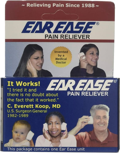 Ear Ease Pain Reliever for Adults, Children & Senior Citizens-Natural, Safe, Non-Invasive, Fast Acting & Effective Earache Relief from Sinus Pressure, Altitude Changes, Swimming, Allergies, Cold & Flu