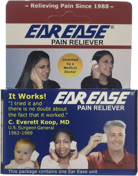 Ear Ease Pain Reliever for Adults, Children & Senior Citizens-Natural, Safe, Non-Invasive, Fast Acting & Effective Earache Relief from Sinus Pressure, Altitude Changes, Swimming, Allergies, Cold & Flu
