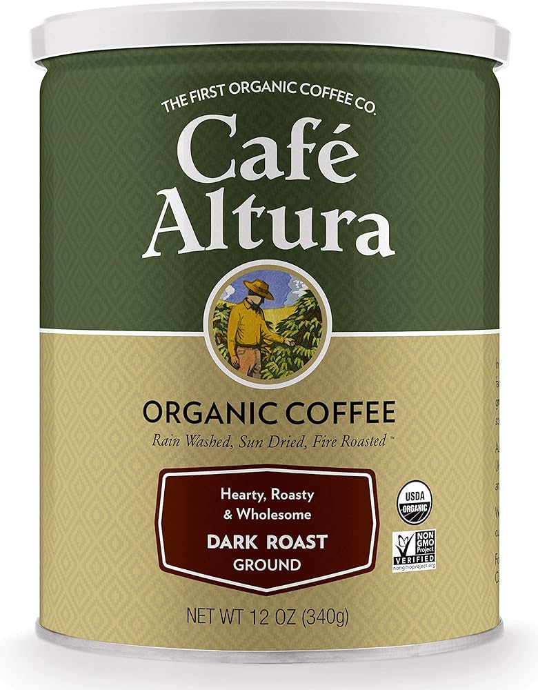 Cafe Altura Organic Coffee, Dark Roast, Ground Coffee 12 Ounce Can (Pack Of 2)
