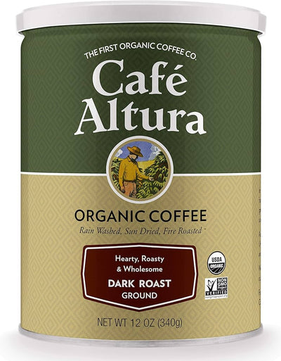 Cafe Altura Organic Coffee, Dark Roast, Ground Coffee 12 Ounce Can (Pack Of 2)
