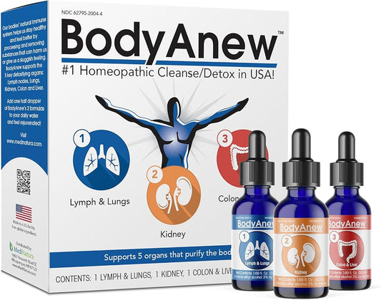 MediNatura BodyAnew Homeopathic Cleanse drops 1.69 Oz Bottle Set