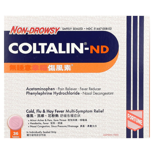 Fortune Pharm Coltalin-ND, Non-Drowsy, 36 Tablets