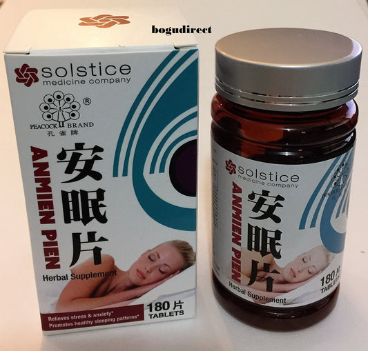 ?????? Peacock Brand Anmien Pien (Sleeping Pills) Sugar Coated - Herbal Supplement 180 Tablets