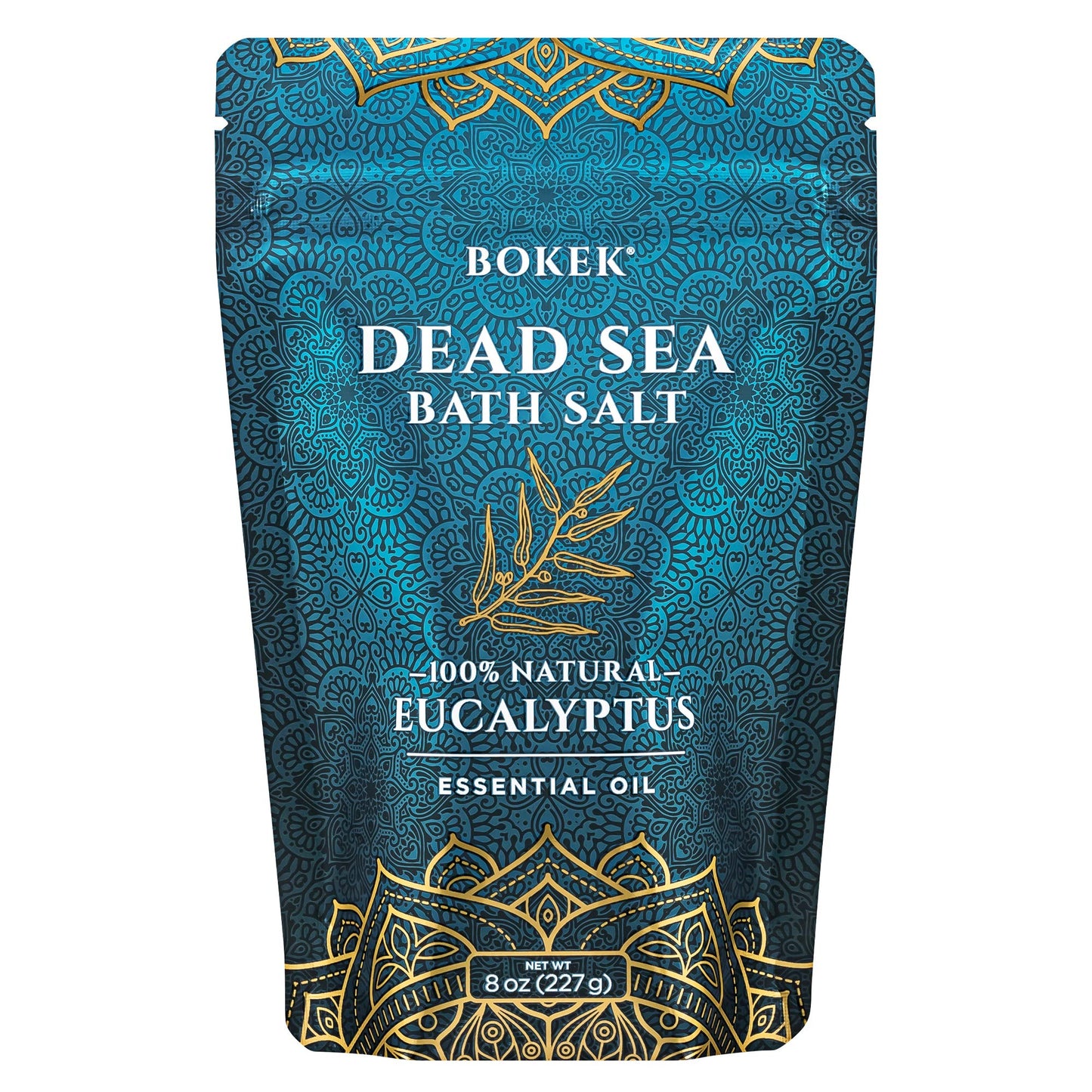 Bokek Dead Sea Bath Salt Scented with Certified Organic Essential Oil, Zipper Bag, Colorless, Eucalyptus, 80 Oz