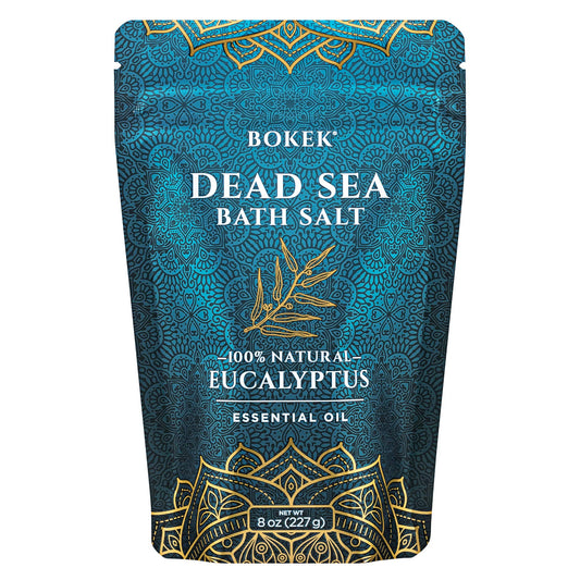 Bokek Dead Sea Bath Salt Scented with Certified Organic Essential Oil, Zipper Bag, Colorless, Eucalyptus, 80 Oz