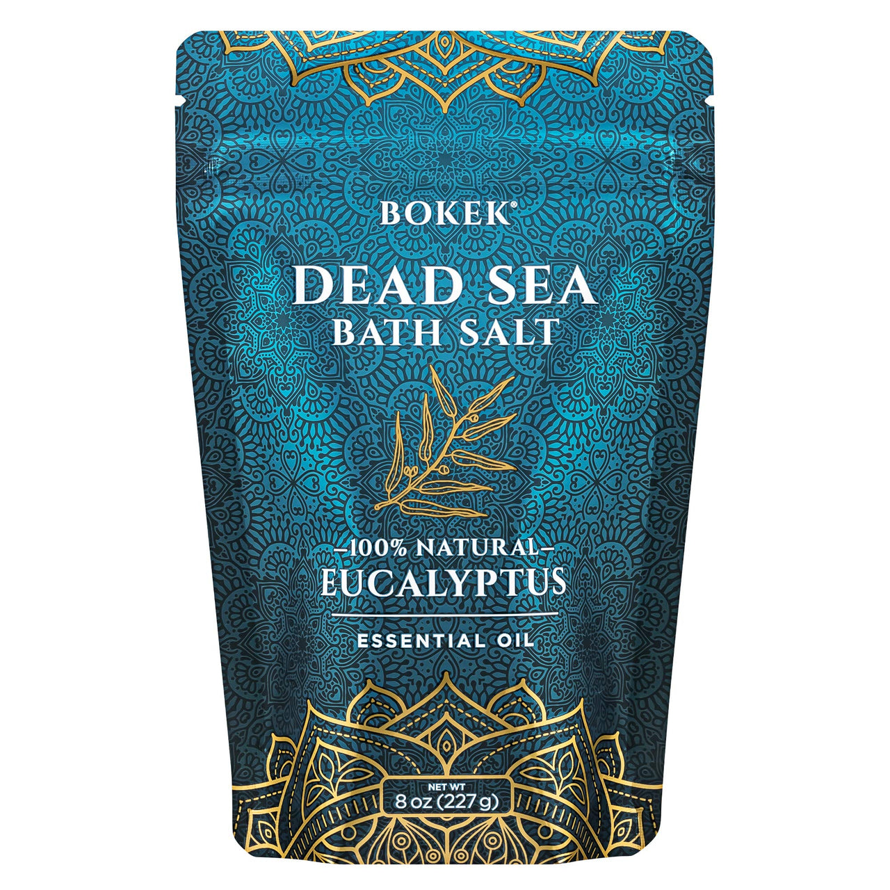 Bokek Dead Sea Bath Salt Scented with Certified Organic Essential Oil, Zipper Bag, Colorless, Eucalyptus, 80 Oz
