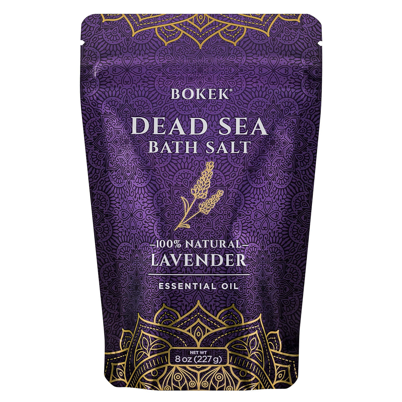 Bokek Bokek Organic Lavender Bath Salt, Dead Sea Salt Scented With Certified Organic Essential Oil, 20 Ounce Jar, White, Lavender, 20 ounces