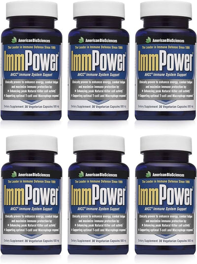 American BioSciences ImmPower | Enhanced Immune Support, Natural Killer Cell Activity & Cytokine Production | 30 Vegetarian Capsules, 500mg of AHCC per Capsule (2 Pack)