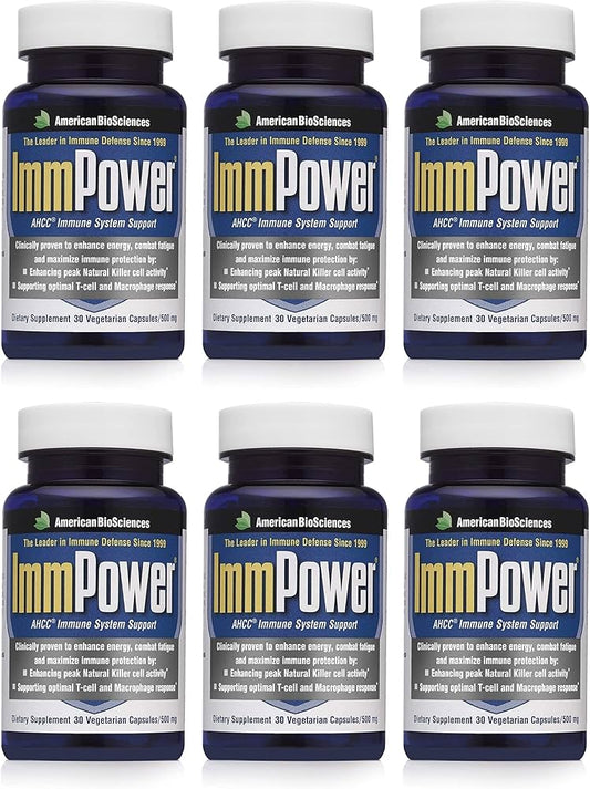 American BioSciences ImmPower | Enhanced Immune Support, Natural Killer Cell Activity & Cytokine Production | 30 Vegetarian Capsules, 500mg of AHCC per Capsule (2 Pack)