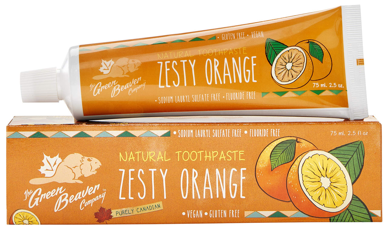 Green Beaver All Natural Organic Toothpaste, Vegan, Fluoride Free & Gluten Free Toothpaste, Zesty Orange Flavor, 75ml, 3 Pack