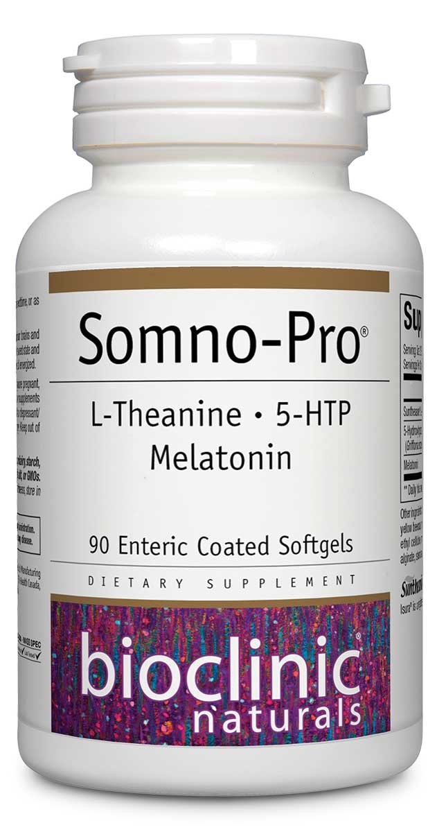 Bioclinic Naturals Somno-Pro L-Theanine - 5-HTP - Melatonin Tropical Breeze 90 Chewable Tablets bottle