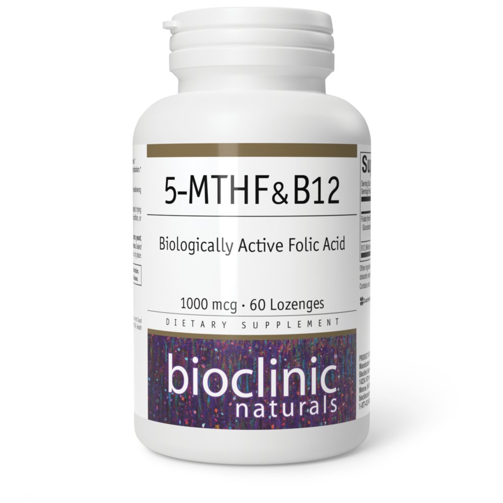 Bioclinic Naturals 5-MTHF & B12 Biologically Active Folic Acid - 60 Lozenges