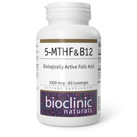 Bioclinic Naturals 5-MTHF & B12 Biologically Active Folic Acid - 60 Lozenges bottle