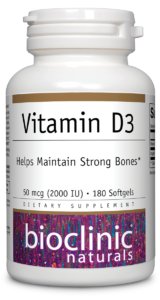 Bioclinic Naturals Vitamin D3 2,000 I.U. 180 Softgels bottle