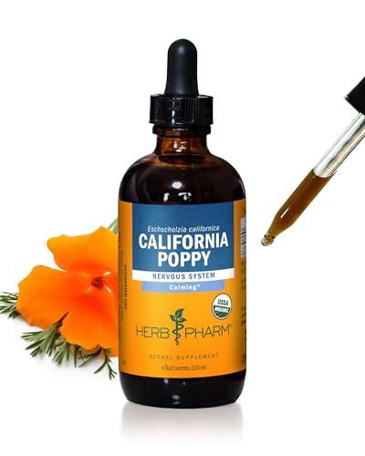 Herb Pharm Certified Organic California Poppy Liquid Extract for Calming Nervous System Support - 4 Ounce