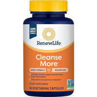 Renew Life Cleanse More Herbal Formula with Magnesium for Overnight Occasional Constipation Relief; Helps Promote Waste and Toxin Elimination; Gluten, Dairy and Soy Free; 60 Vegetarian Capsules*
