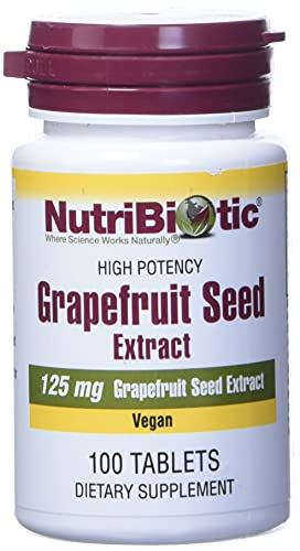 NutriBiotic  Grapefruit Seed Extract Tablets 125mg, 100 Count | Premium Grade GSE with Bioflavonoids | Potent Immune & Overall Health Support | Easy to Swallow | Vegan, Gluten Free, Non-GMO