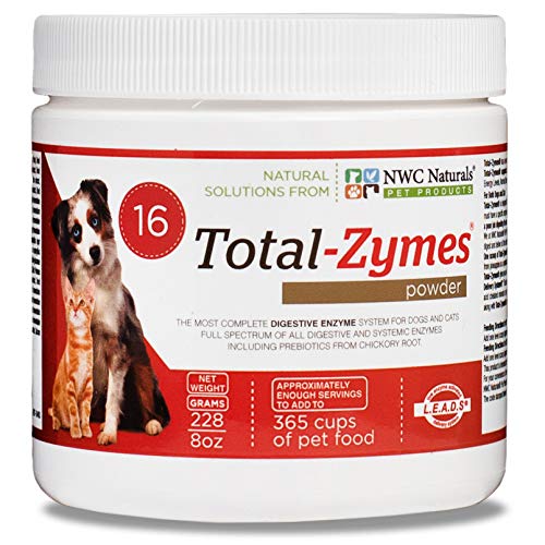 Total-Zymes Digestive Enzymes for Dogs and Cats, Unflavored Dog Food Additives for Gut Health with Prebiotic to Support Food Digestion & Absorption, Relieves Gas & Bloating, 365 Servings - 8 Ounces