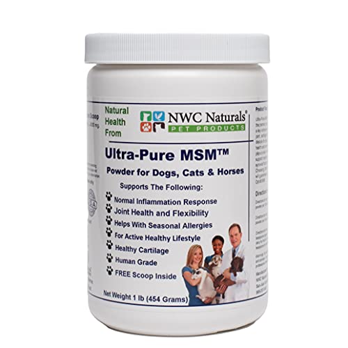 NWC Naturals Ultra-Pure MSM for Dogs, Cats & Horses, Supports Hip, Joint and Connective Tissue for Healthy Cartilage and Mobility Opti MSM, 1 lb Canister