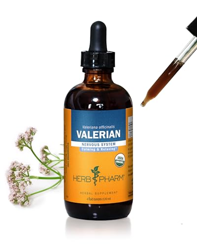 Herb Pharm Certified Organic Valerian Root Liquid Extract for Relaxation and Restful Sleep, Organic Cane Alcohol, 4 Ounce