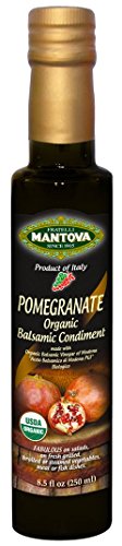 Mantova Organic Pomegranate Balsamic Vinegar of Modena, Perfect for Salad Dressing, Pasta Salad, Ice Cream and Cocktails, 8.5 oz