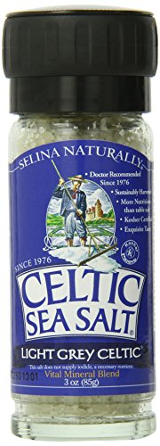 Light Grey Celtic Sea Salt Grinders  Large Refillable, Reusable Glass Grinders with Additive-Free, Delicious Sea Salt - Gluten-Free, Non-GMO Verified, Kosher and Paleo-Friendly, 3 Ounces (Pack of 6)